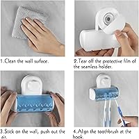 Vista 4 de 2 soportes autoadhesivos para cepillos de dientes con cubierta para baño, organizador de cepillos de dientes montado en la pared de 5 ranuras