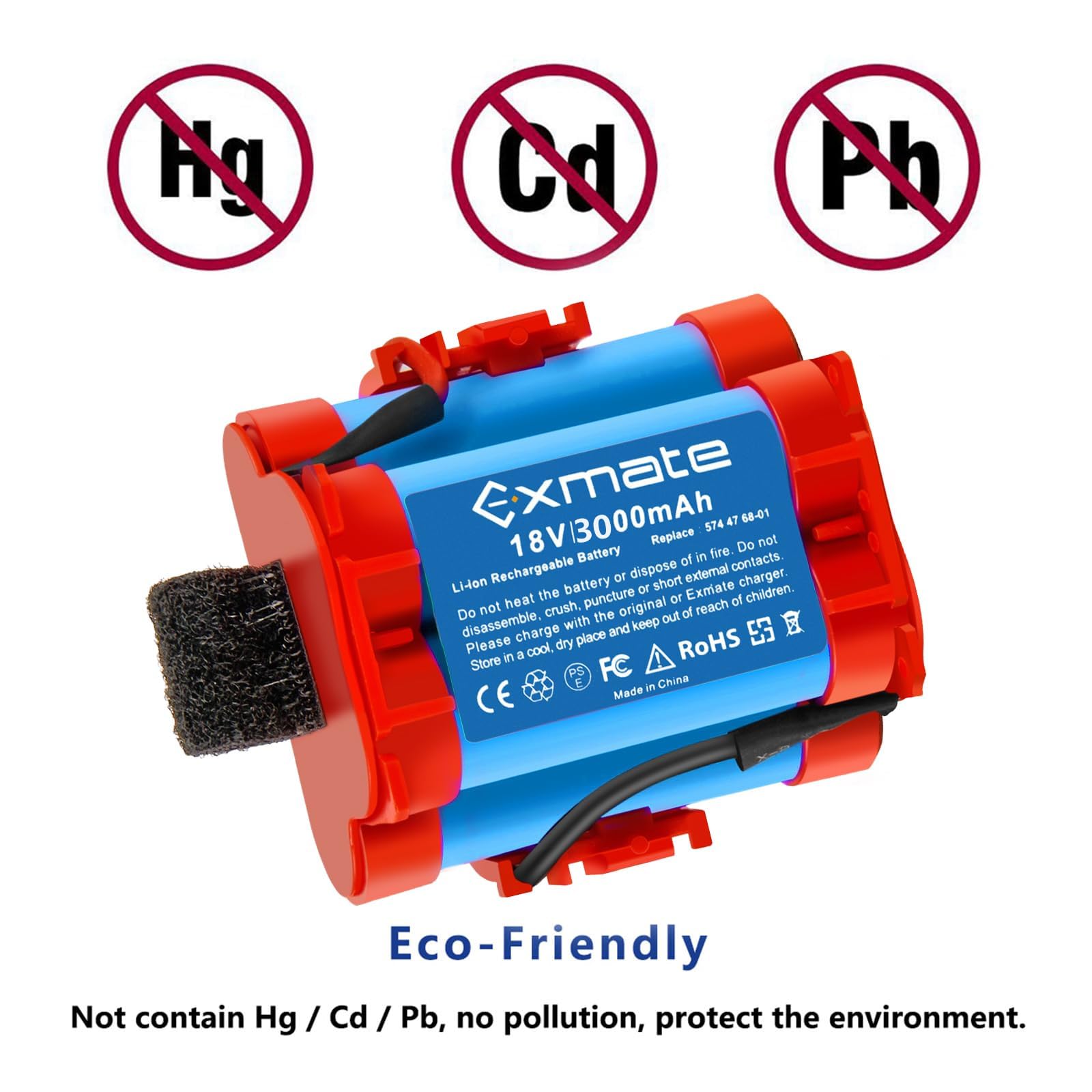 Exmate Batería de Ion de Litio para Gardena R38Li R40Li R40Li R45Li R50Li R70Li Flymo 1200R, Husqvarna Automower 105, 305 (18 V, 3.0 Ah) 308 3 08X, McCulloch Rob R1000 R800