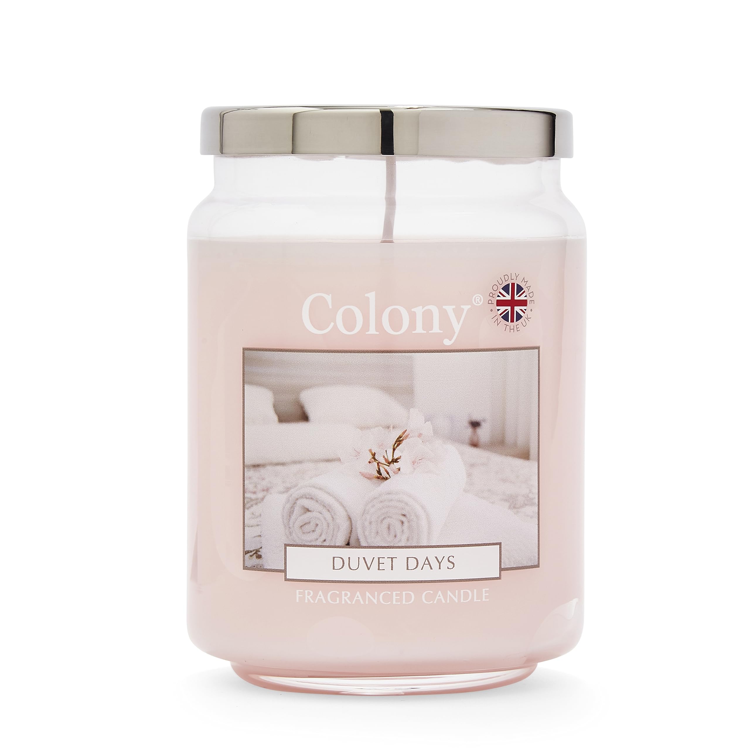 Wax Lyrical, Colony Duvet Days Large Candle, Burn Time of Up 100 Hours, Pink
