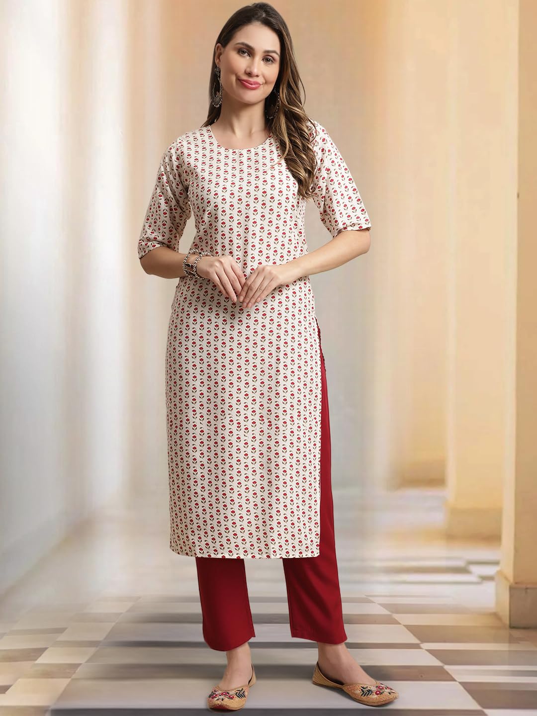Tee Projekt Printed Crepe Kurti & Pant Set For Women Festival Wear For Women
