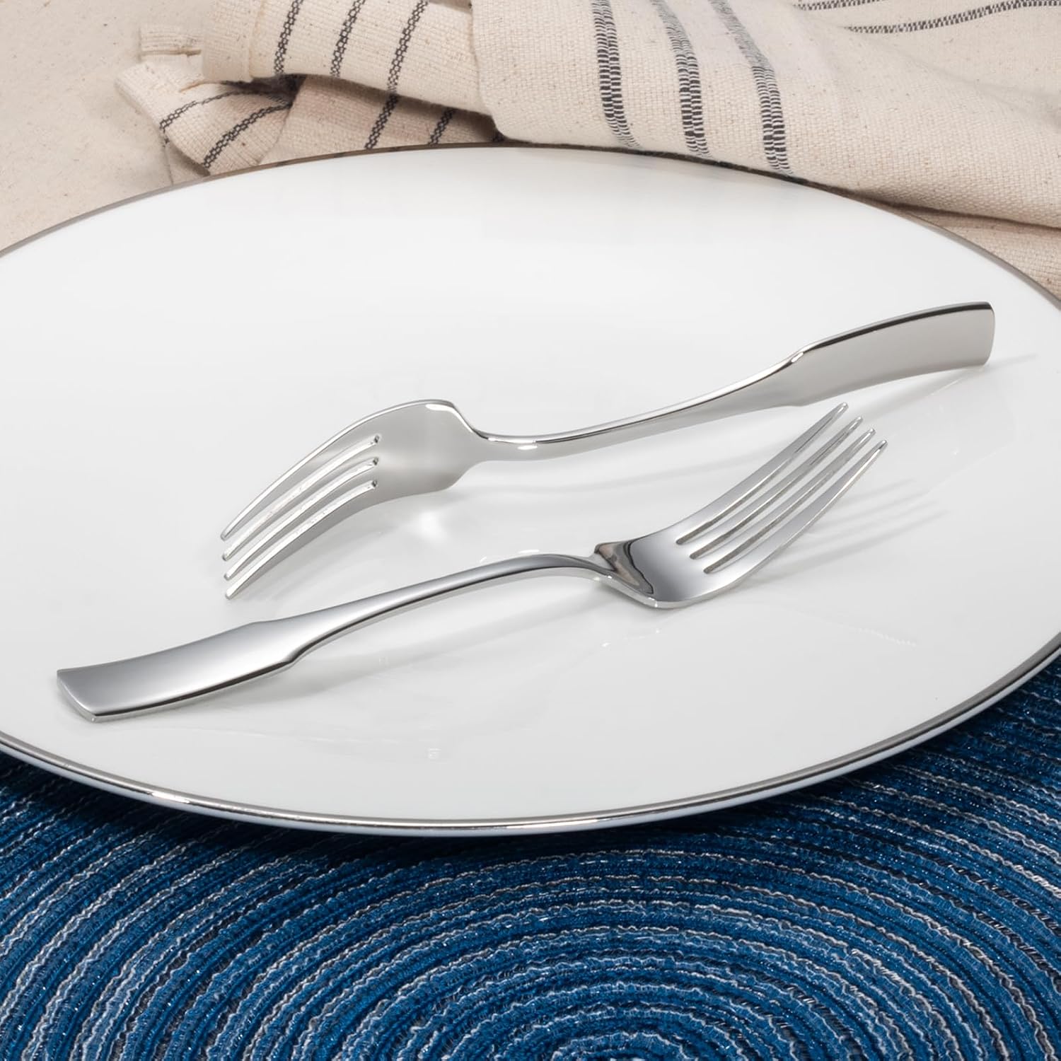 Alata Kate 12-Piece 8 Inch Stainless Steel Dinner Forks Mirror Finish