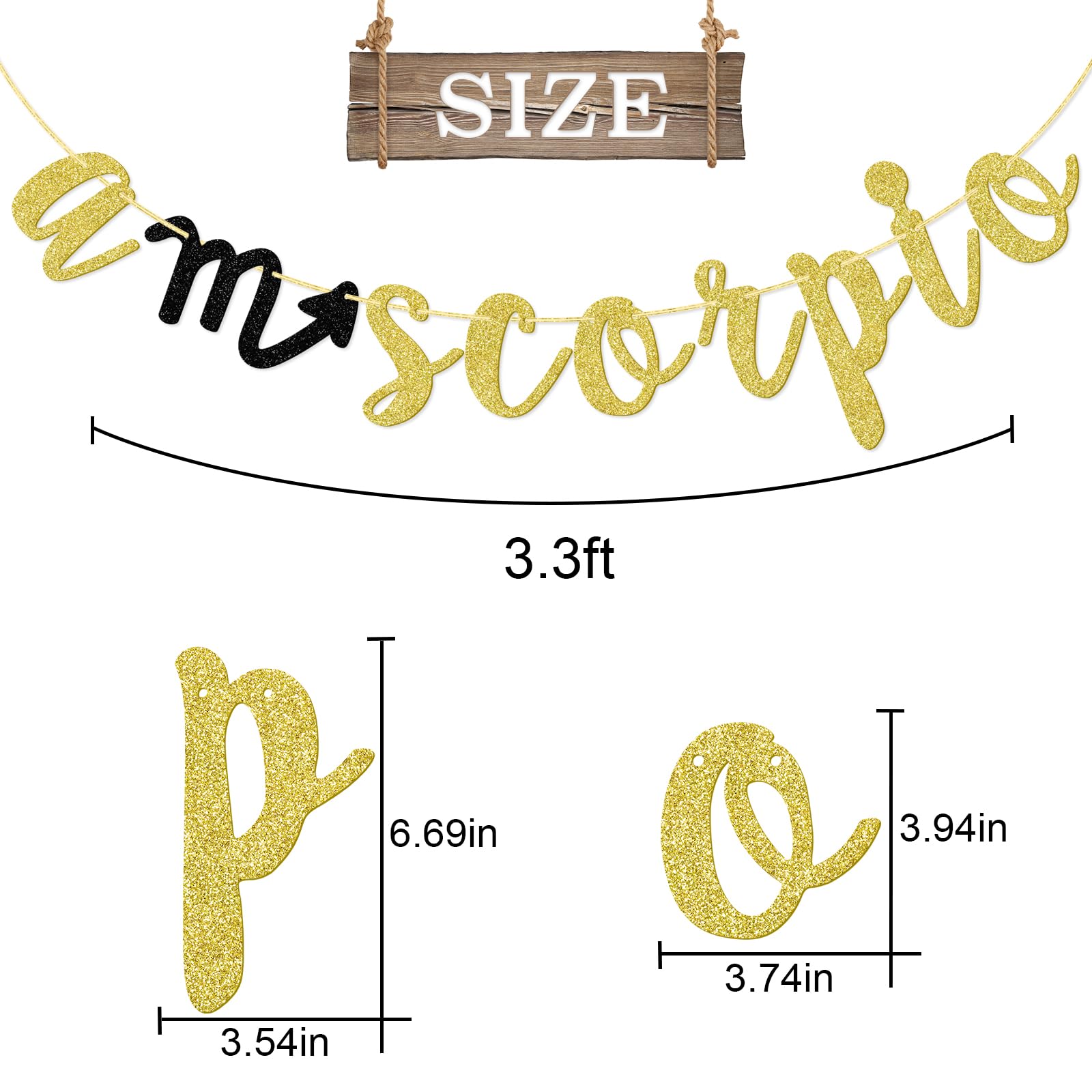 Big Scorpius Energy Banner – Happy Birthday Deko Mit Glitzer, Sternzeichen Skorpion Motiv