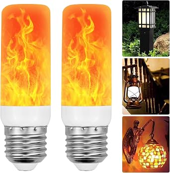 LED Flame Effect Light Bulb - Flame Light Bulb with 4 Lighting Modes 5W E27 Bulb Decorative Flames Flickering Light Bulbs for Indoor Outdoor Halloween Party Dancing Garden Decorative Lighting2 Pack