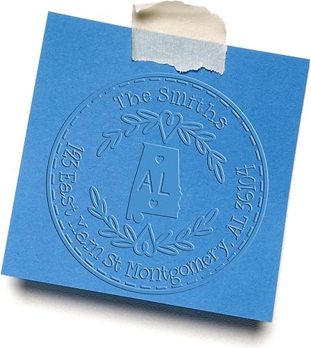 Miniatura 107 de Round State Love - Sello de dirección de devolución para Texas, uso con almohadilla de sello, mango de madera, sello de dirección de Texas