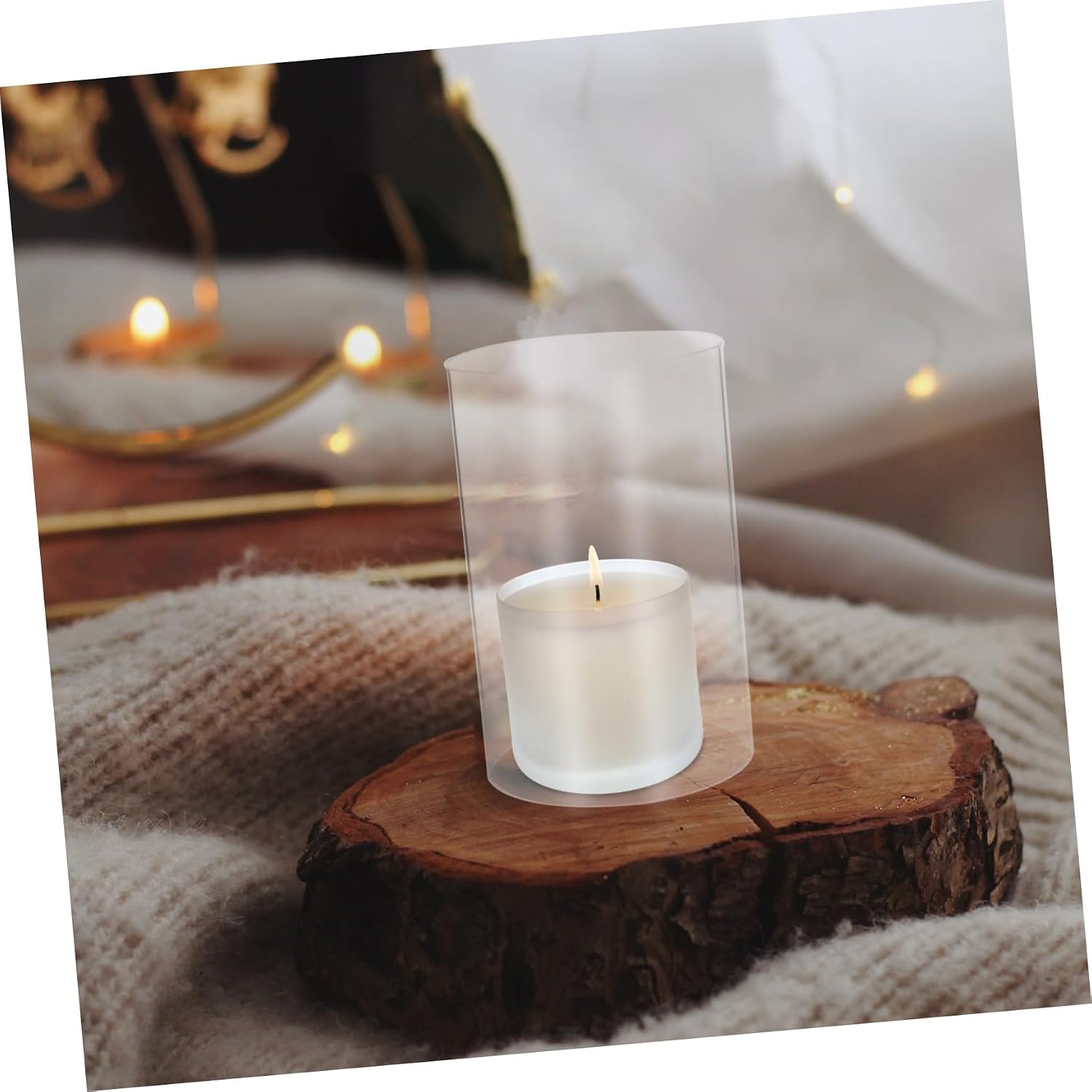 2pcs Hurricane Glass Candle Holder - Round Pillar Candle Stand - Modern Tall Cylinder Chimney Cover for Christmas Centerpieces Wedding Formal Table Centerpiece Decor