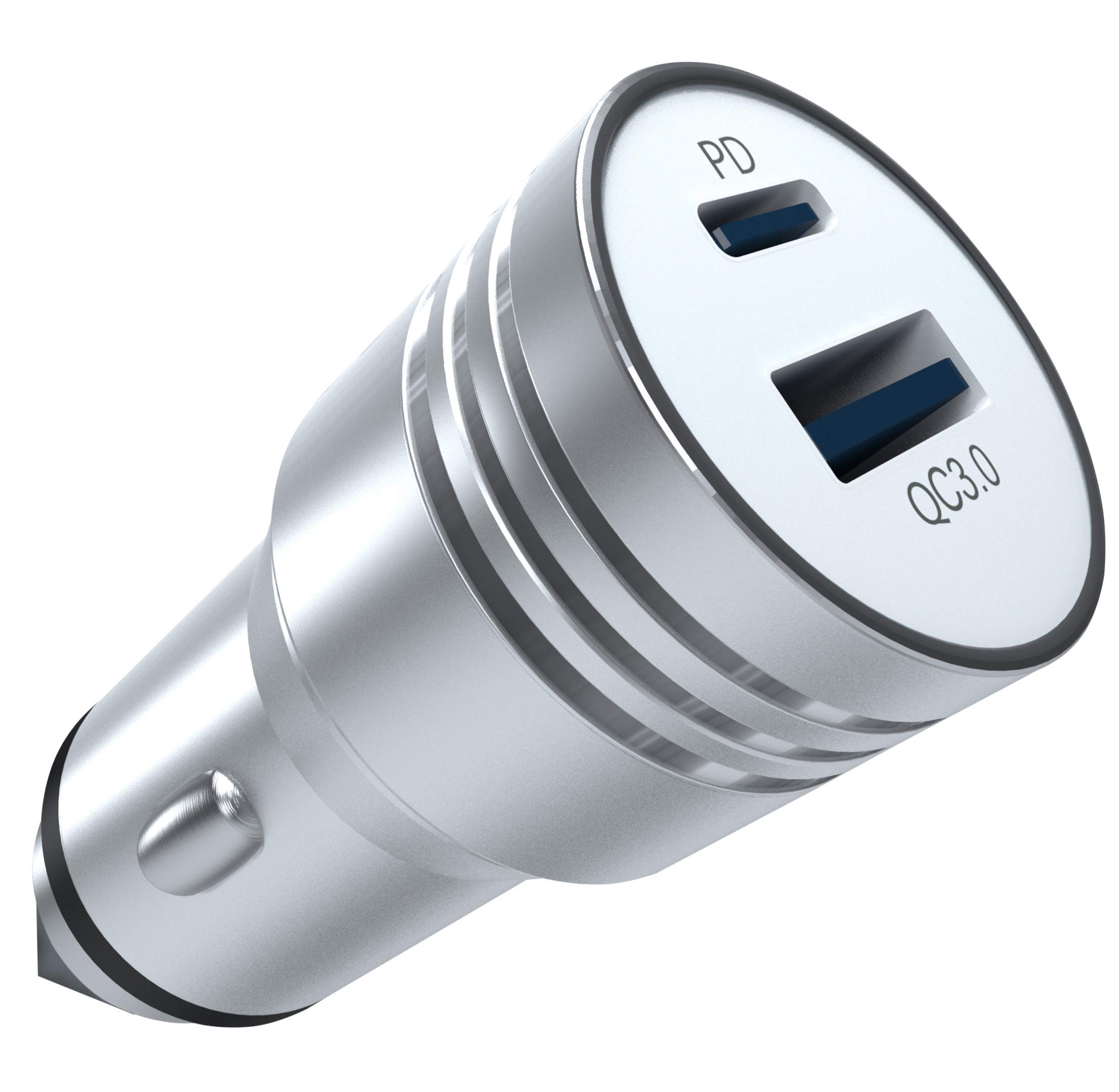 Upload Car Charger with Safety Tool 2 in 1 | for Mobiles & Tablets | Aluminium Body (Silver)
