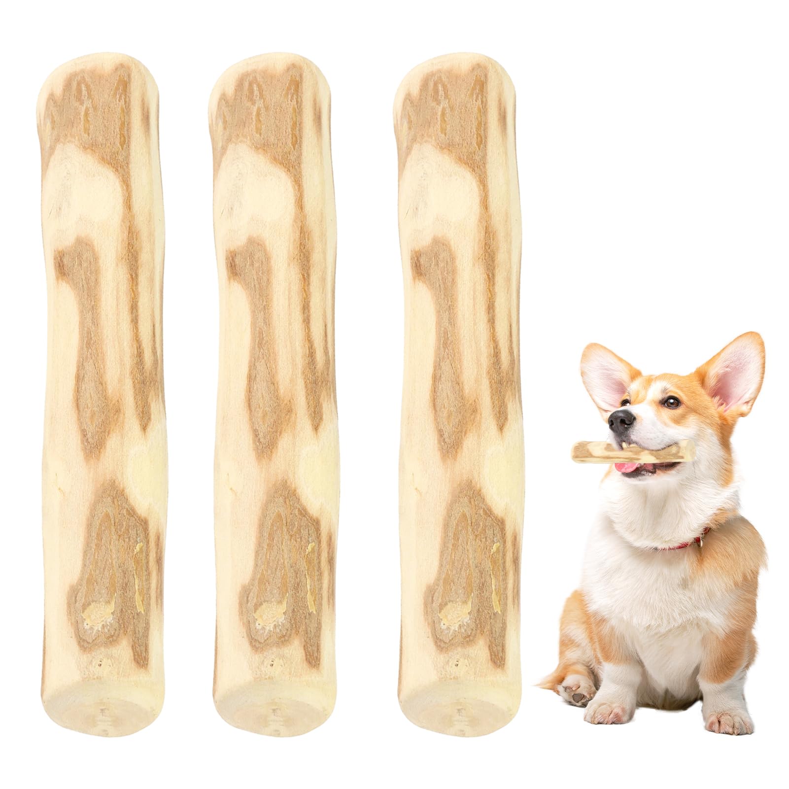 XINML 3 PCS Coffee Wood Dog Chew Toys - Biodegradable Puppy Teething Stick, Safe Durable Low Calorie Dog Chews, Long-Lasting Fun Chewing Treats, Entertaining and Engaging for Small and Medium Dogs