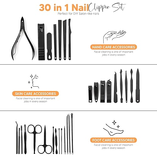 Miniatura 2 de Utopia Care Juego de manicura de 30 piezas, kit de manicura de acero inoxidable, cortaúñas y pedicura, kits de aseo profesional, herramientas para