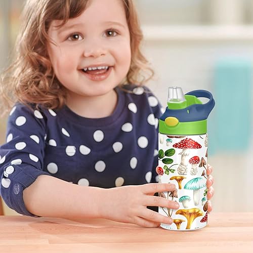Miniatura 7 de Fall Thanksgiving Colorful Mushrooms Kids Water Bottle with Straw Insulated Stainless Steel Kids Water Bottle Thermos for School Boy Girl Reusable