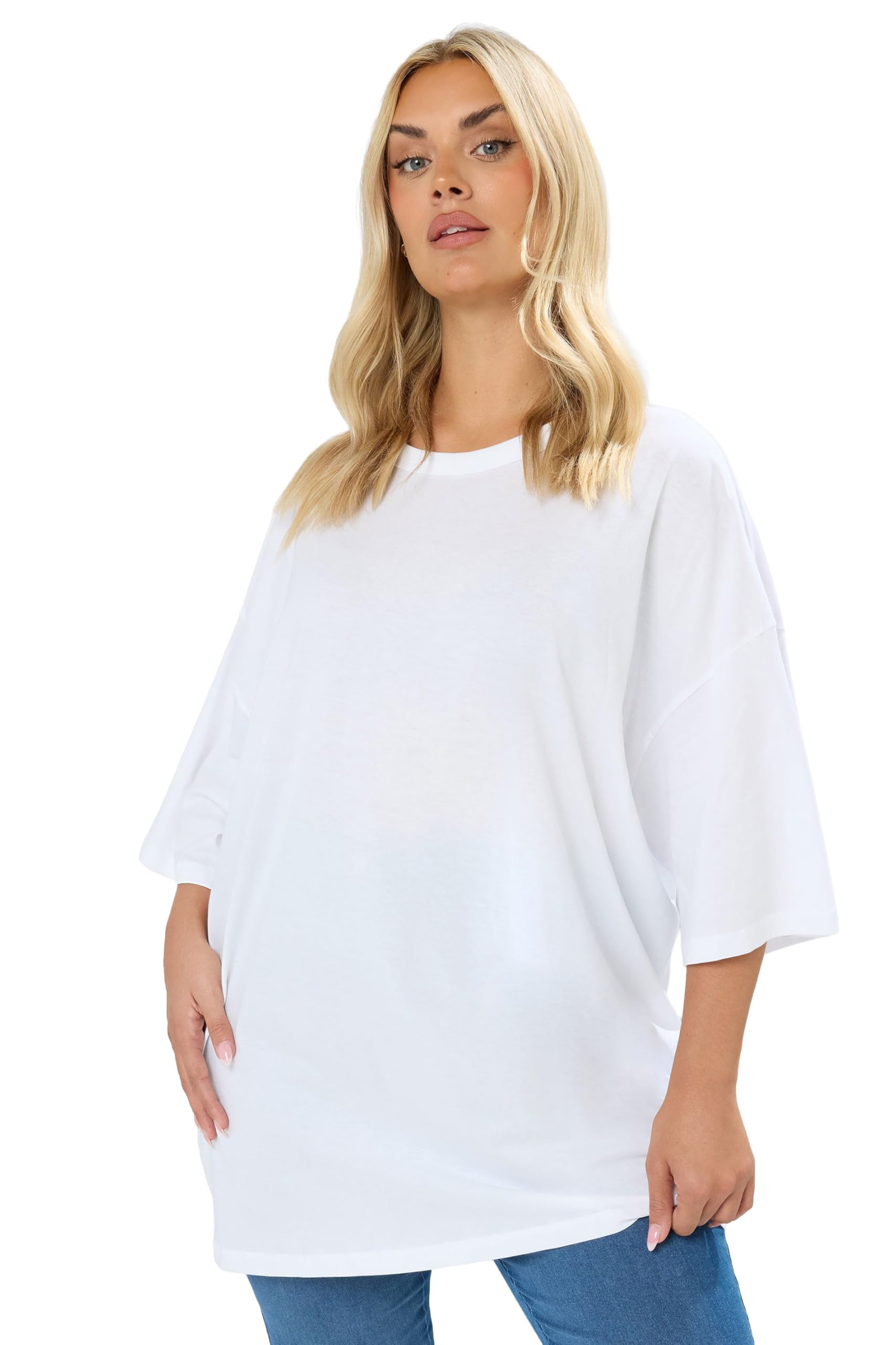 Yours Curve - Women's Oversized T-Shirt - White - Size 34-36