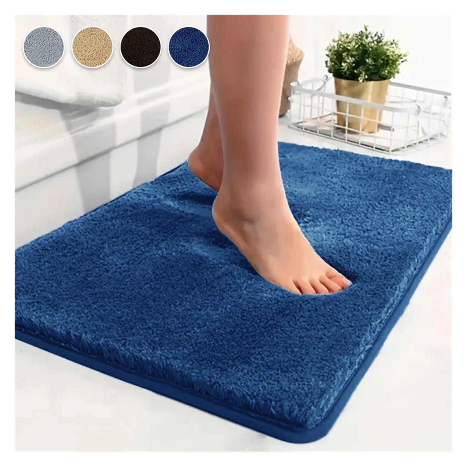 Alfombrilla De BañO Alfombrilla de baño antideslizante con absorción de agua, alfombra de baño gruesa, alfombra de pelo largo, alfombrilla de inodoro lavable a máquina Alfombra De BañO Antideslizante(