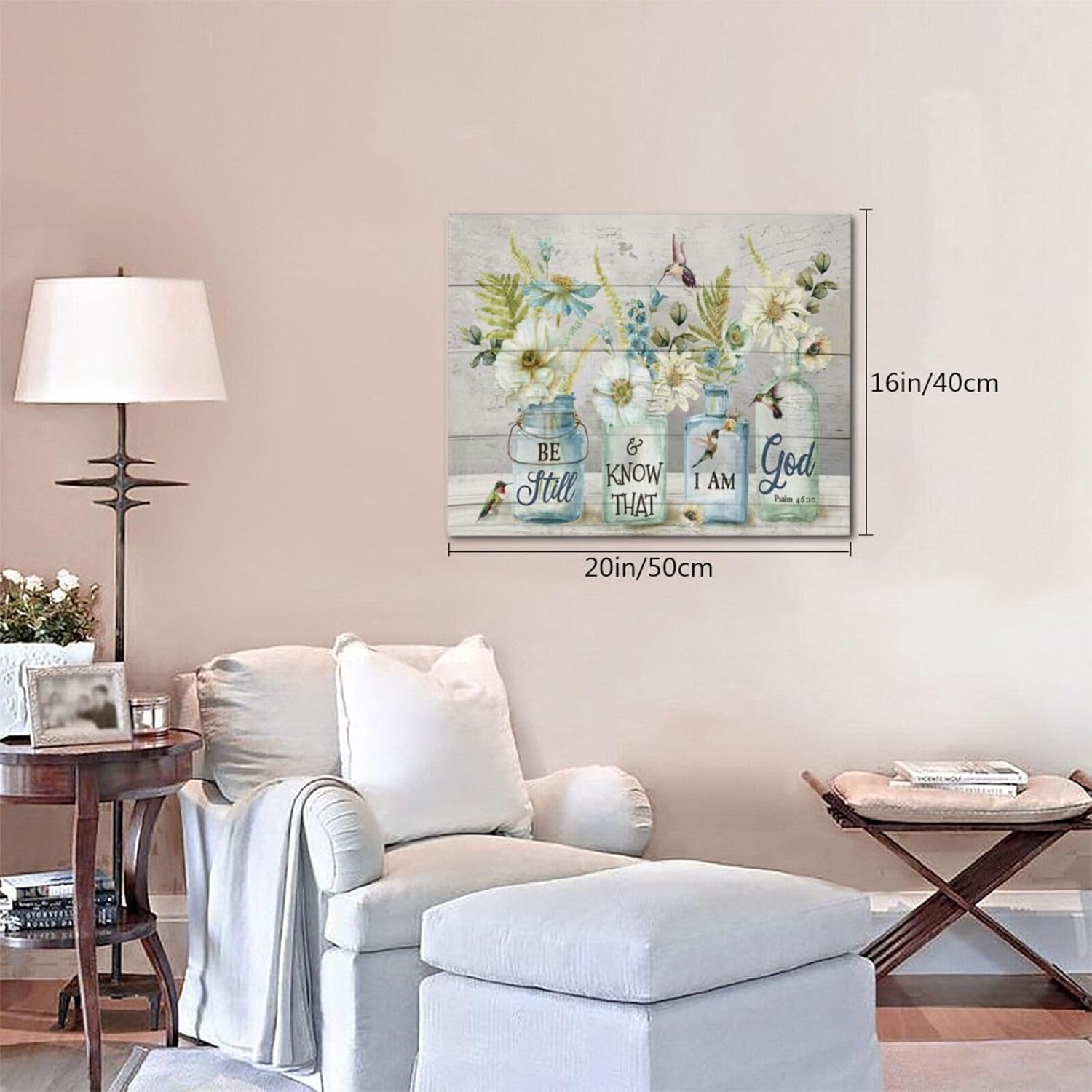 Shuweienphant Farmhouse Bathroom Wall Art Flower Hummingbird Floral Pictures Decor Inspirational Quotes Mason Jar Canvas Painting Print Artwork Modern Home Framed for Living room Bedroom 16/inX20/in