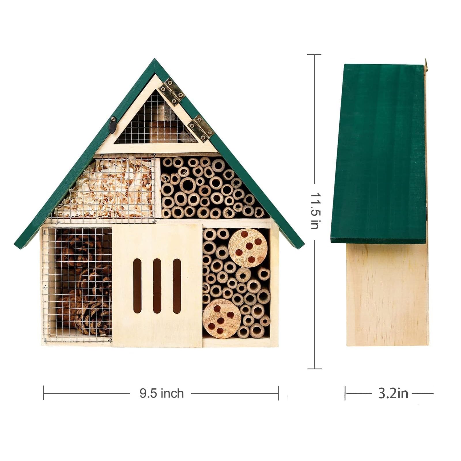Casetta educativa per bambini e adulti, realizzata in pino naturale, supporta giardini aggiungendo un tocco visivo per la conservazione delle mosche