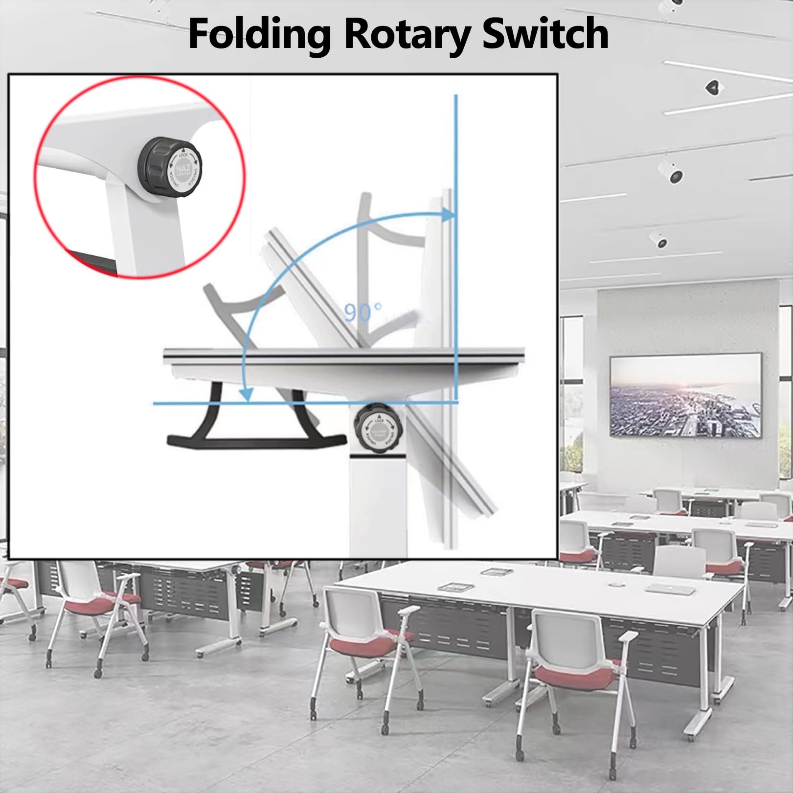 Składane stoły konferencyjne z zamykanymi kółkami, wielofunkcyjne biurko konferencyjne, seminarium (140 x 50 x 75 cm)