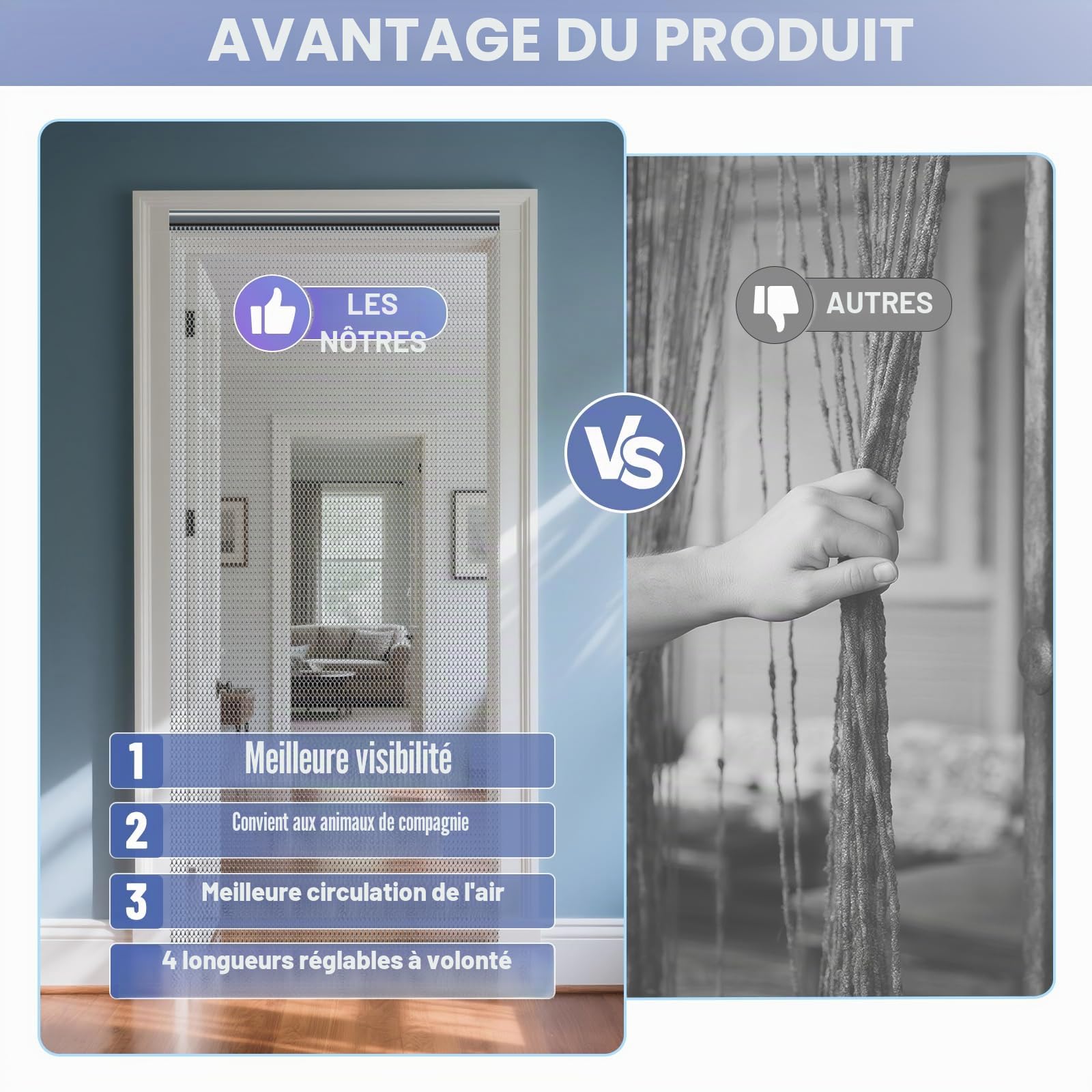 Soontrans Rideau Anti Mouche pour Exterieure, Rideau de porte en Aluminium 90 x 200cm, Rideaux Anti Mouche, Moustiquaire Métallique, Rideau à chaîne pour Les Insectes, Les Mouches, Les Guêpes(gris)