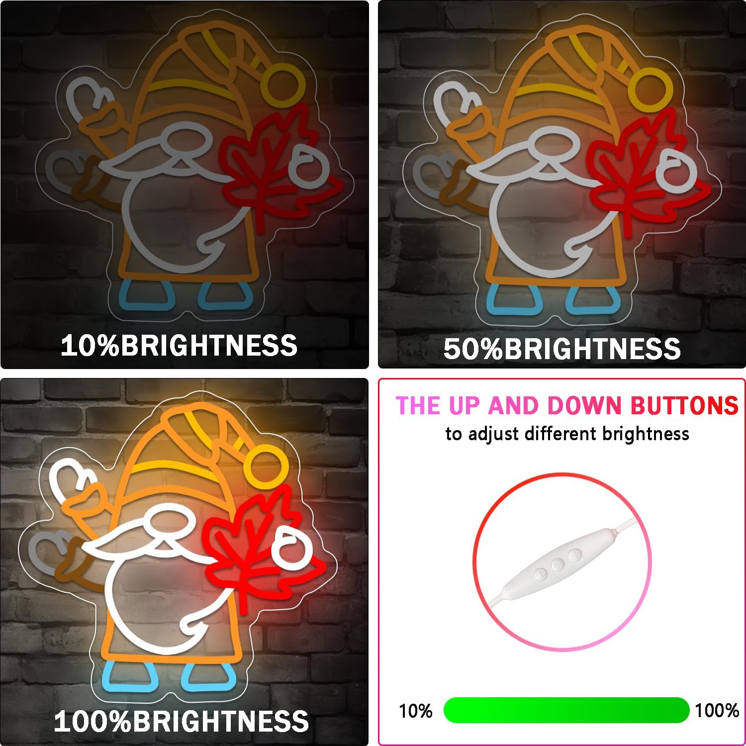 Flashing Gnomes Neon Sign Dimmable for Thanksgiving Neon Sign for wall decor Maple Leaf Neon Light for Hello Fall Led Sign Thanksgiving Bedroom Kids Room Bar Club Decoration Gift. - Image 6