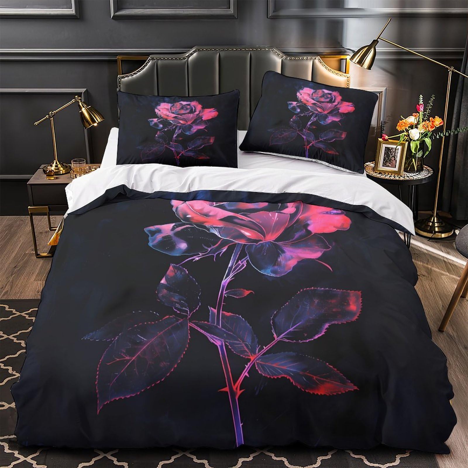 Parure de lit rose néon 135x200 pour ado avec housse de couette