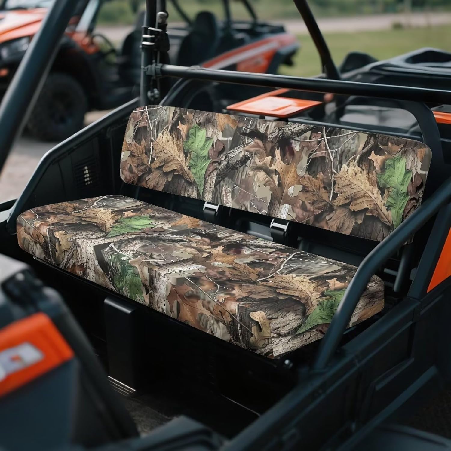 Camo Hunting Forest UTV Seat Cover Full Protection Mule Bench Seat Cover Easy Installation UTV Accessories Anti-Scratch Compatible with Kawasaki Mule 4010