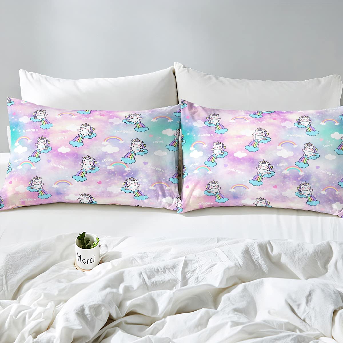 Set Biancheria Letto Unicorno Arcobaleno 2 Pezzi - Microfibra Ultra Morbida, Design 3D Carino, Per Bambini E Adulti