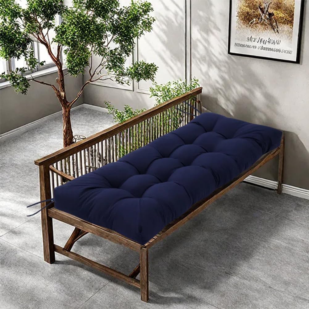 Bench Cushion, Patio Furniture Cushions with Ties, Soft Bench Cushions for Indoor/Outdoor Furniture Kitchen&Dining (Navy Blue, 39 * 19.7in)