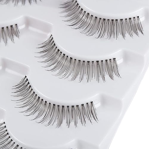 Miniatura 5 de ALICE Pestañas postizas naturales anudadas a mano, 5 pares, paquete múltiple de 110 unidades