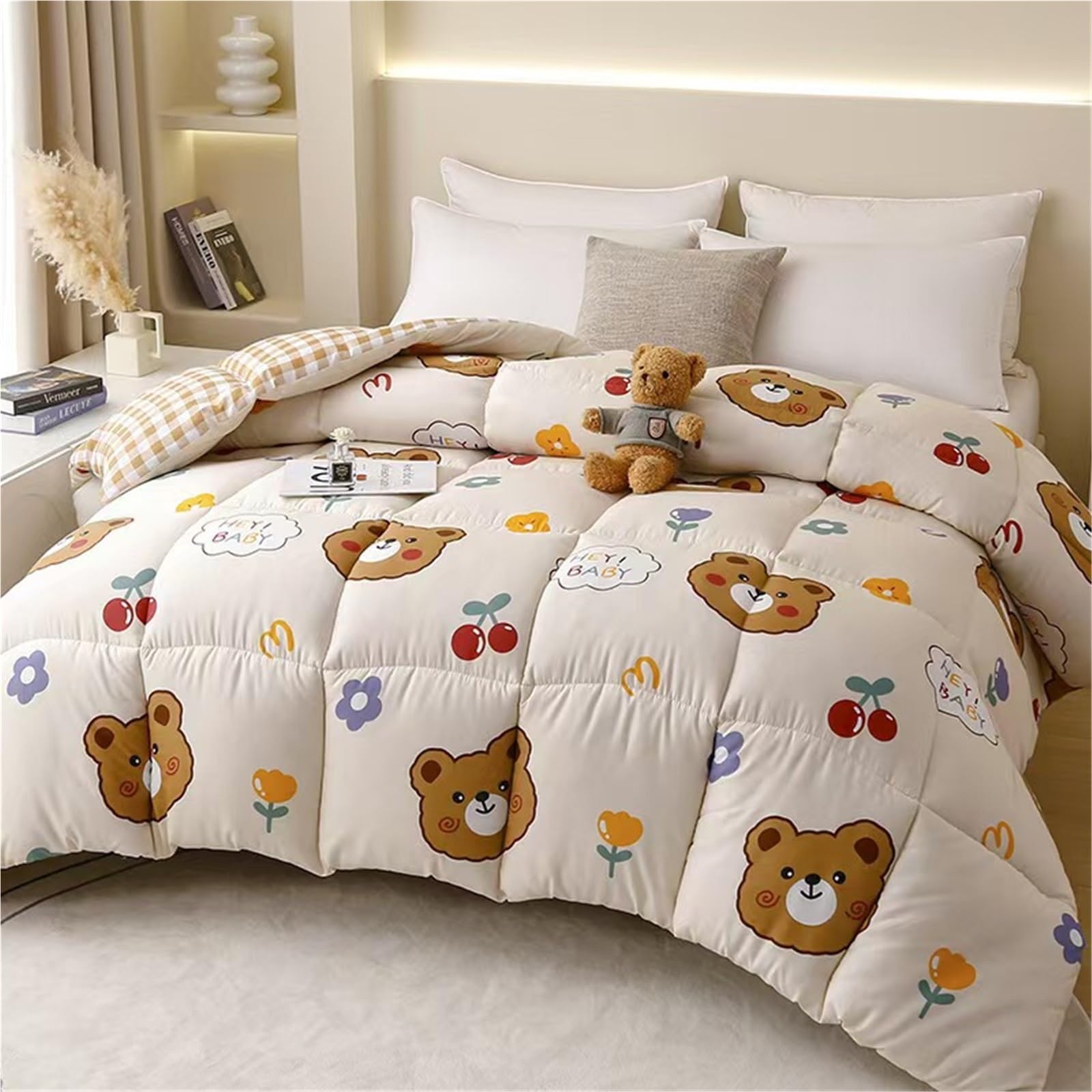 LLiuvcc Quilt Winter Thick Models Double Quilt ，Warm Thickened Breathable Cotton Fluffy Supers Soft，Suitable for Cold Weather(Color6,220x240CM(4KG))