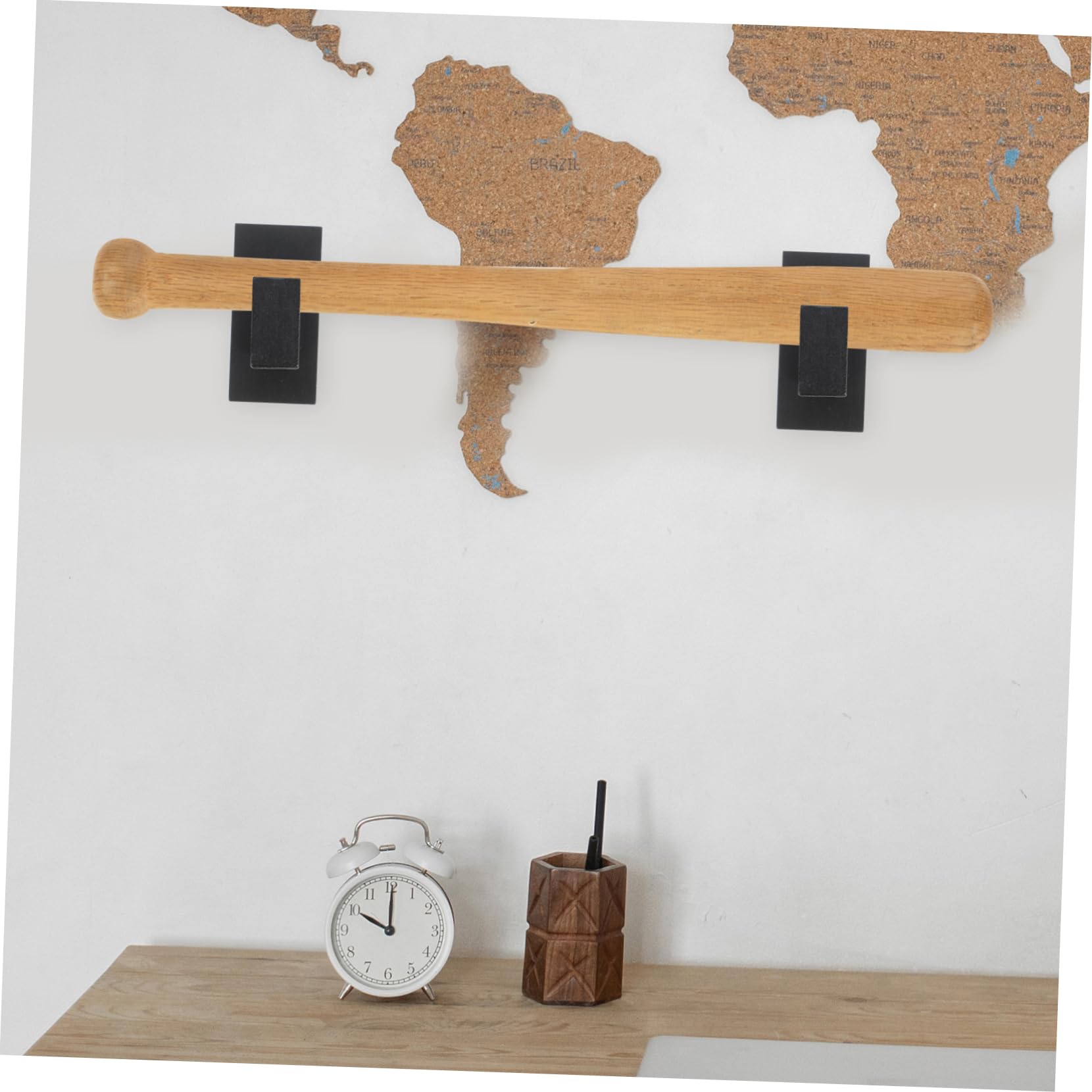 HOOTNEE 1 pair Wood Stands Mount Wall-mounted Baseball Household Bat Wooden Storage Hockey Stand Decorative Bracket Multi-use Wall-mount Multi-function Stick Organizer Base Organizers