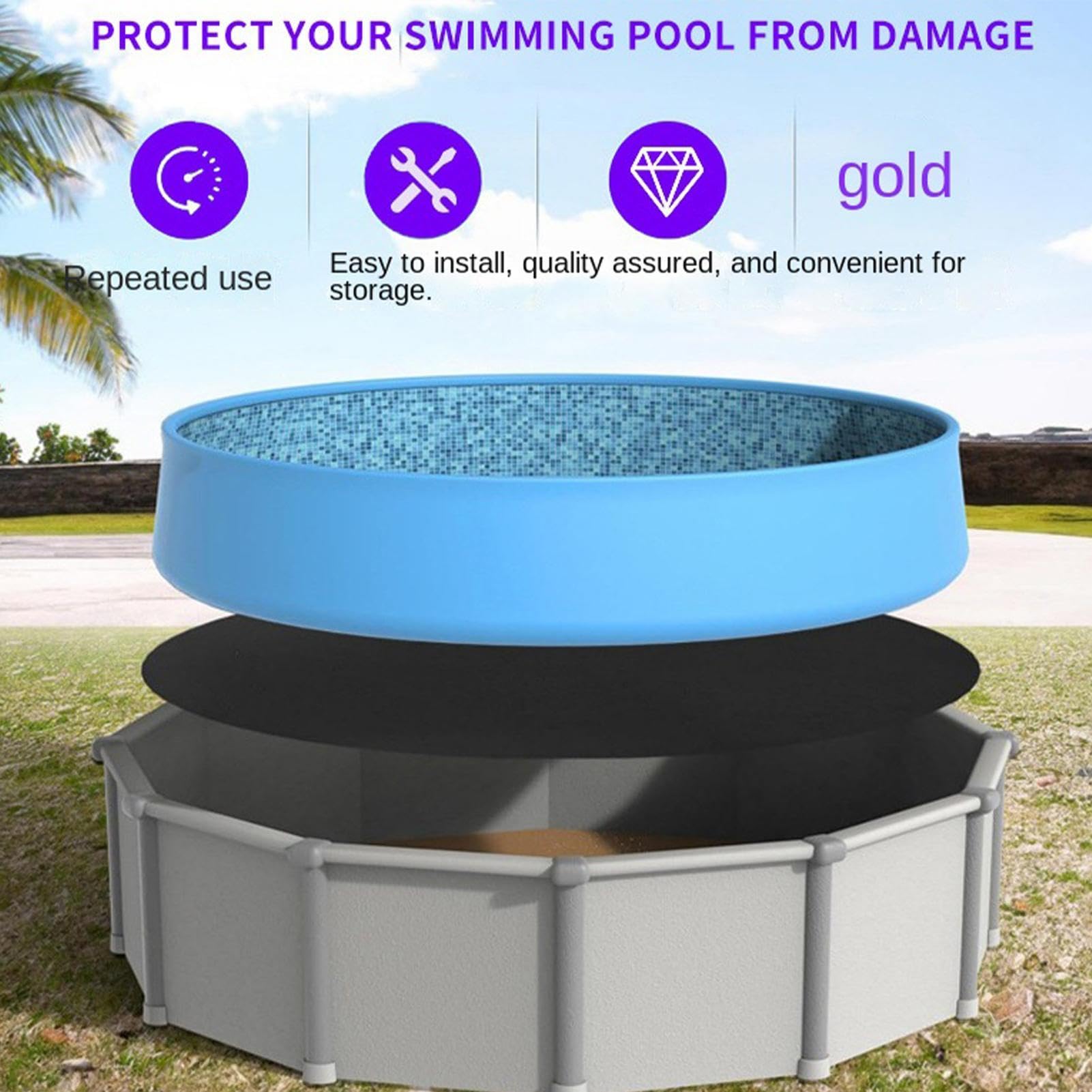 Tapis De Sol Pour Piscine Revêtement Feutre Épaissi Anti-Perforation