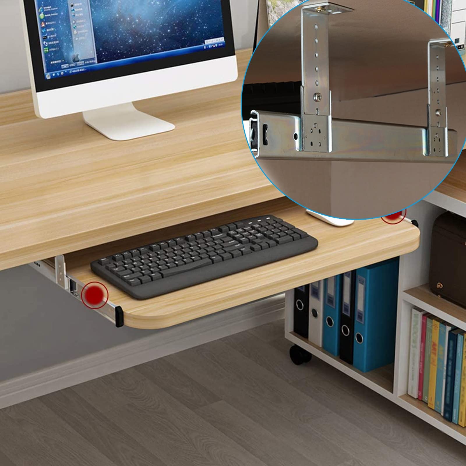 Supports Rail Coulissant Clavier - Lot De 2 Ensembles Glissières Avec Vis, Acier Robuste Pour Bureau