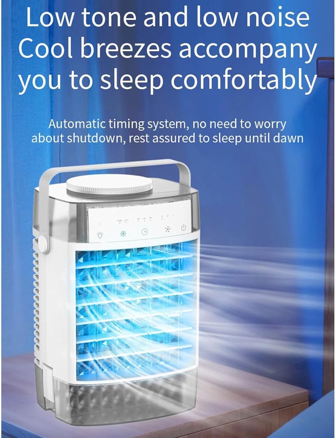 MOMOJIA Desktop Air Cooling Fan Portable Unit 3 Speed Cooling Fan with LED Light 8h Timer for Desk Room Bedroom Outdoor Use Portable