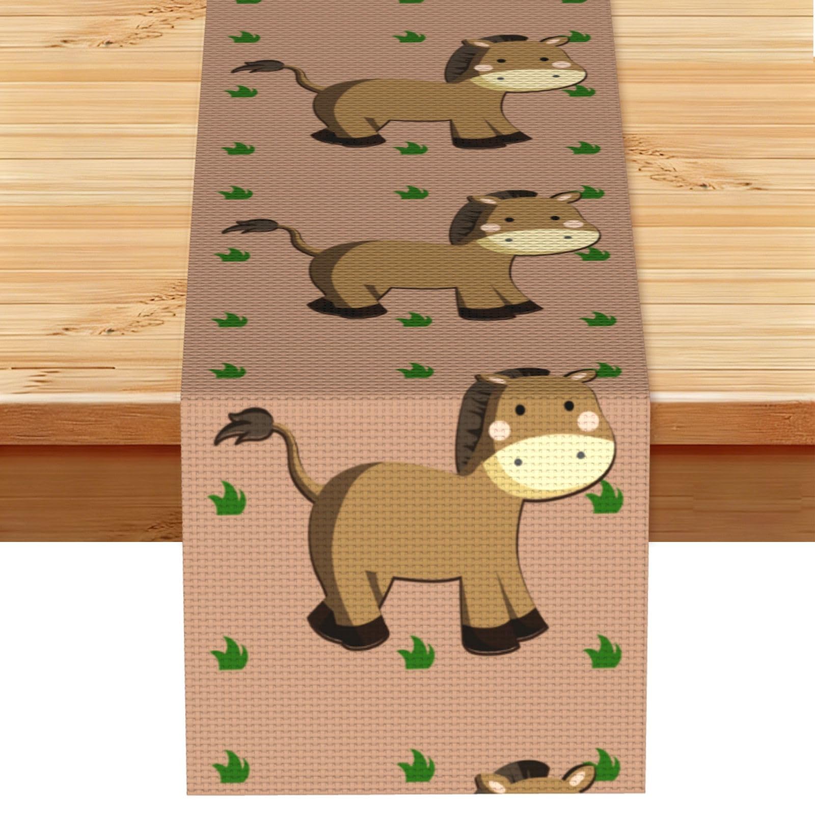 cartoon donkey Table Runner 13x72 Inch Dining Decor