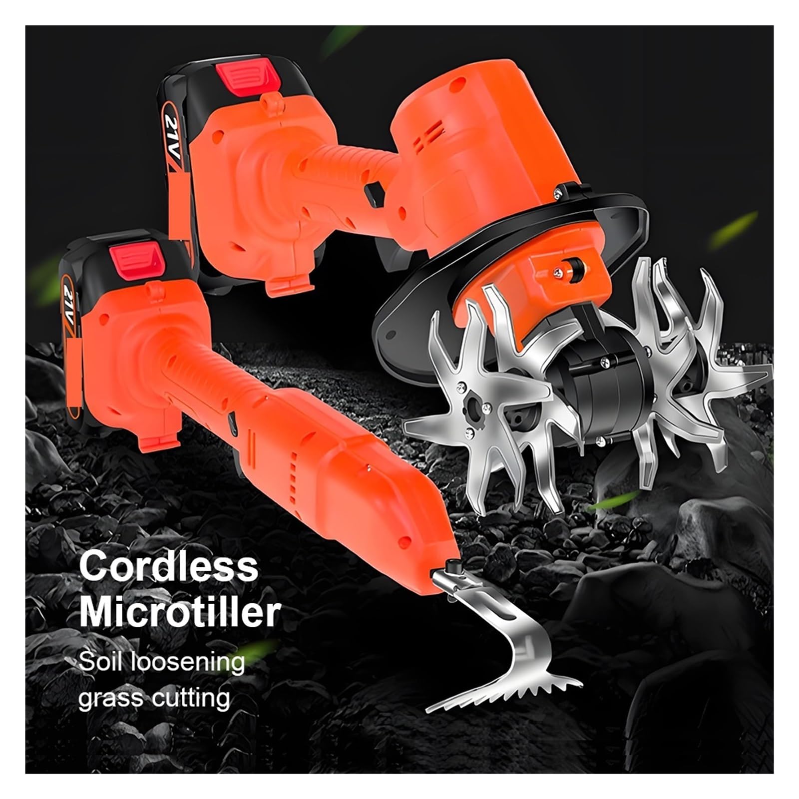 21V-24V Akku-Elektrofräse Gartengrubber Handmini-Fräse for Bodenlockern Jäten Grasschneiden Starke Leistung(A)