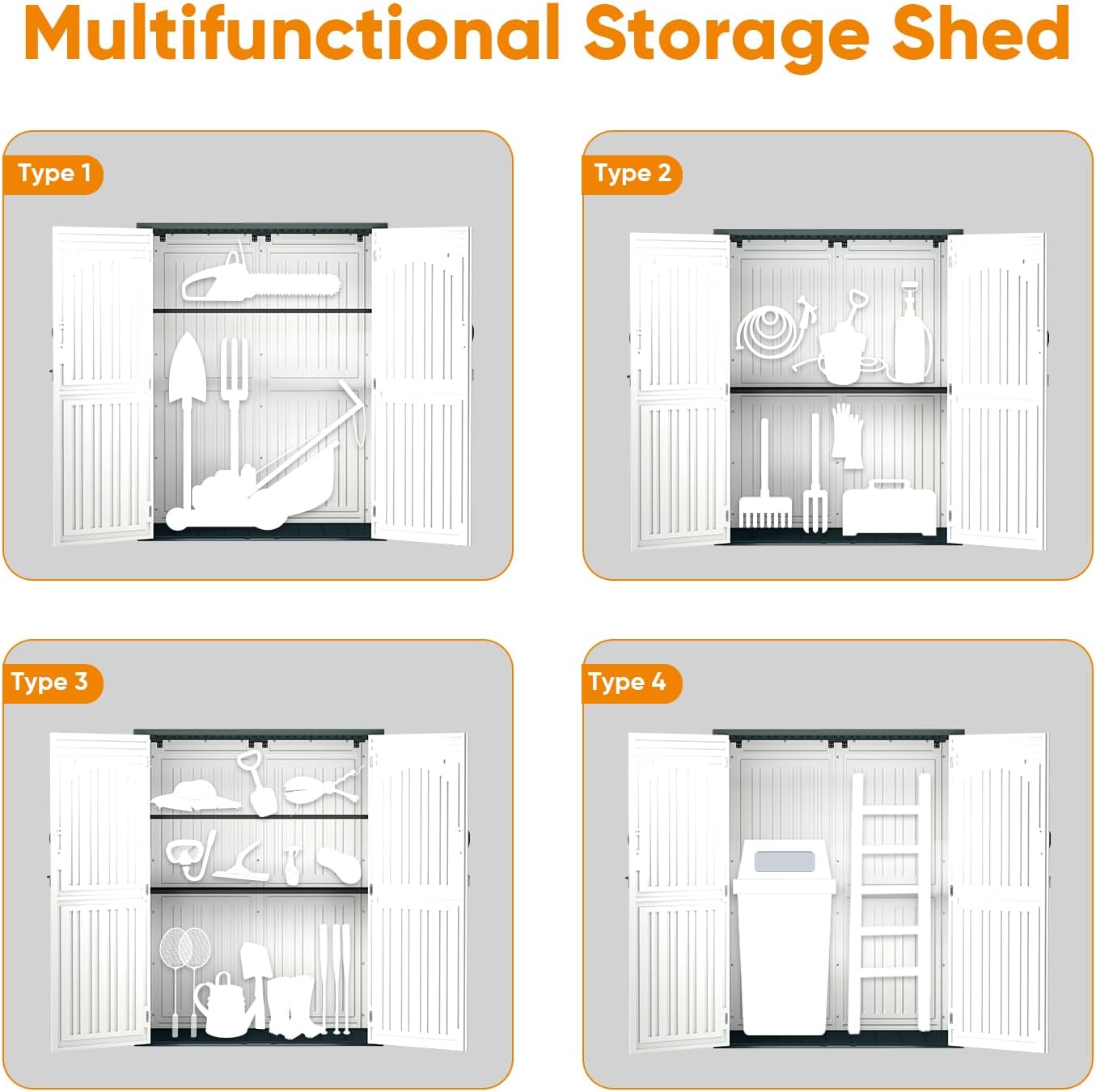 ZYJOYY 4.5 x 5.7 FT Metal Storage Shed Shelves for 60 cuft Vertical Outdoor Storage Shed，2PCS Space-Saving Waterproof Shelf with 8 Screws, 51 inx13.8 in, Easy Assembly, 22 lbs, Black