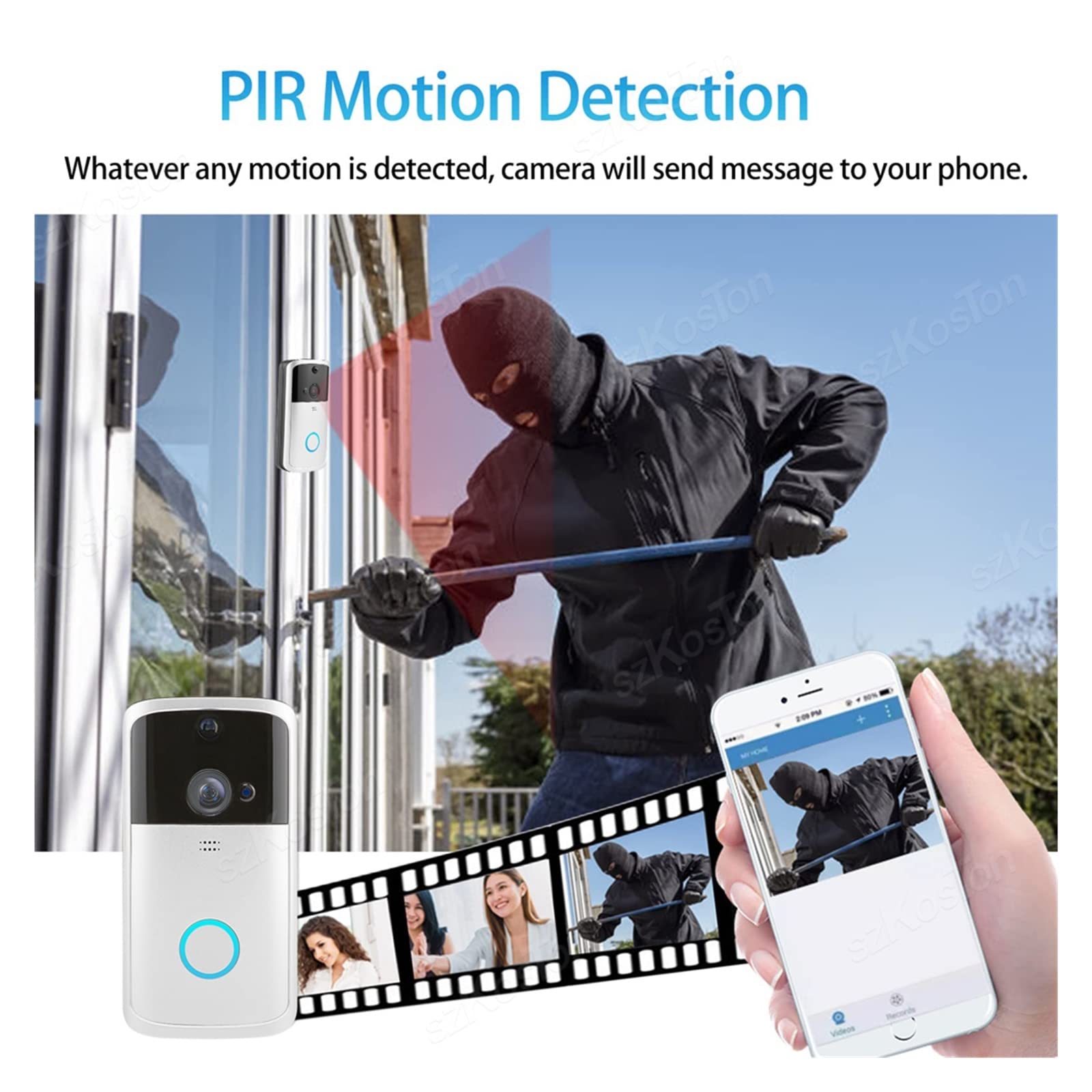 Sonnette vidéo sans fil Wifi Arlo 1080p HD Noir
