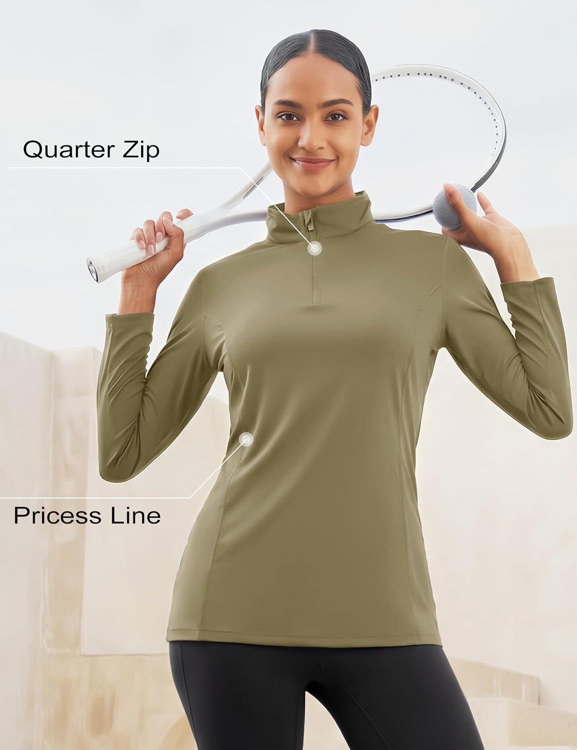 MAGCOMSEN Women's Shirts Long Sleeve 1/4 Zip UPF50+ UV Sun Protection Quick Dry Workout Hiking Athletic Shirts Rash Guard