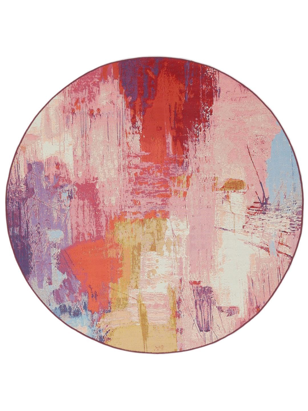 RugVista Anya Tapis intérieur et extérieur, Rond, Ø 100 cm, Multicolore