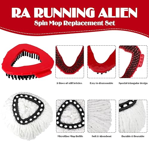 Miniatura 4 de Juego de repuesto de trapeador giratorio para sistema O-Ceda EasyWring de 1 tanque, 16 repuestos de trapeadores giratorios de microfibra, 1 cabezal
