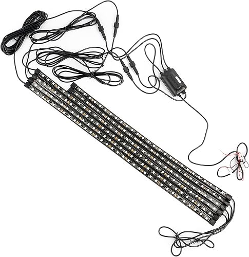 FloGlo - Kit de tiras de luz LED de persecución arcoíris para automóvil, dispositivo exterior de luces LED de automóvil, kit de luz que fluye bajo