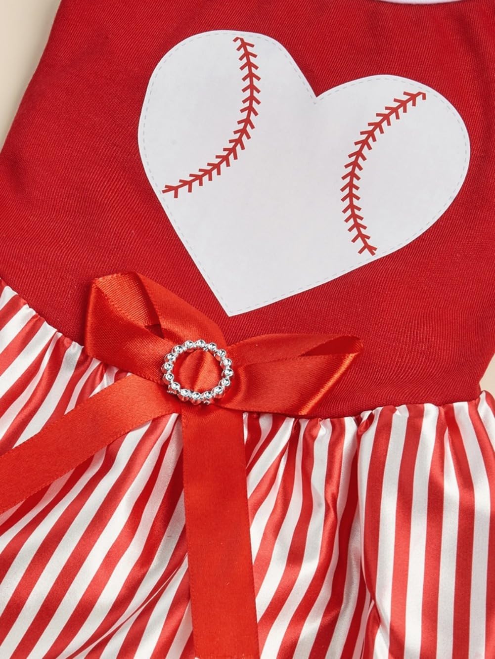 Tangpan Bow-Knot Heart Christmas Pet Skirt Stripes Dog Santa Dress Puppy Party Outfit Apparel Cat Costume (Red,M) - Image 3