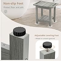 Vista 4 de LUE BONA HDPS Bancos de ducha para ducha interior, taburete de ducha gris para afeitarse las piernas con estante, asiento de ducha impermeable