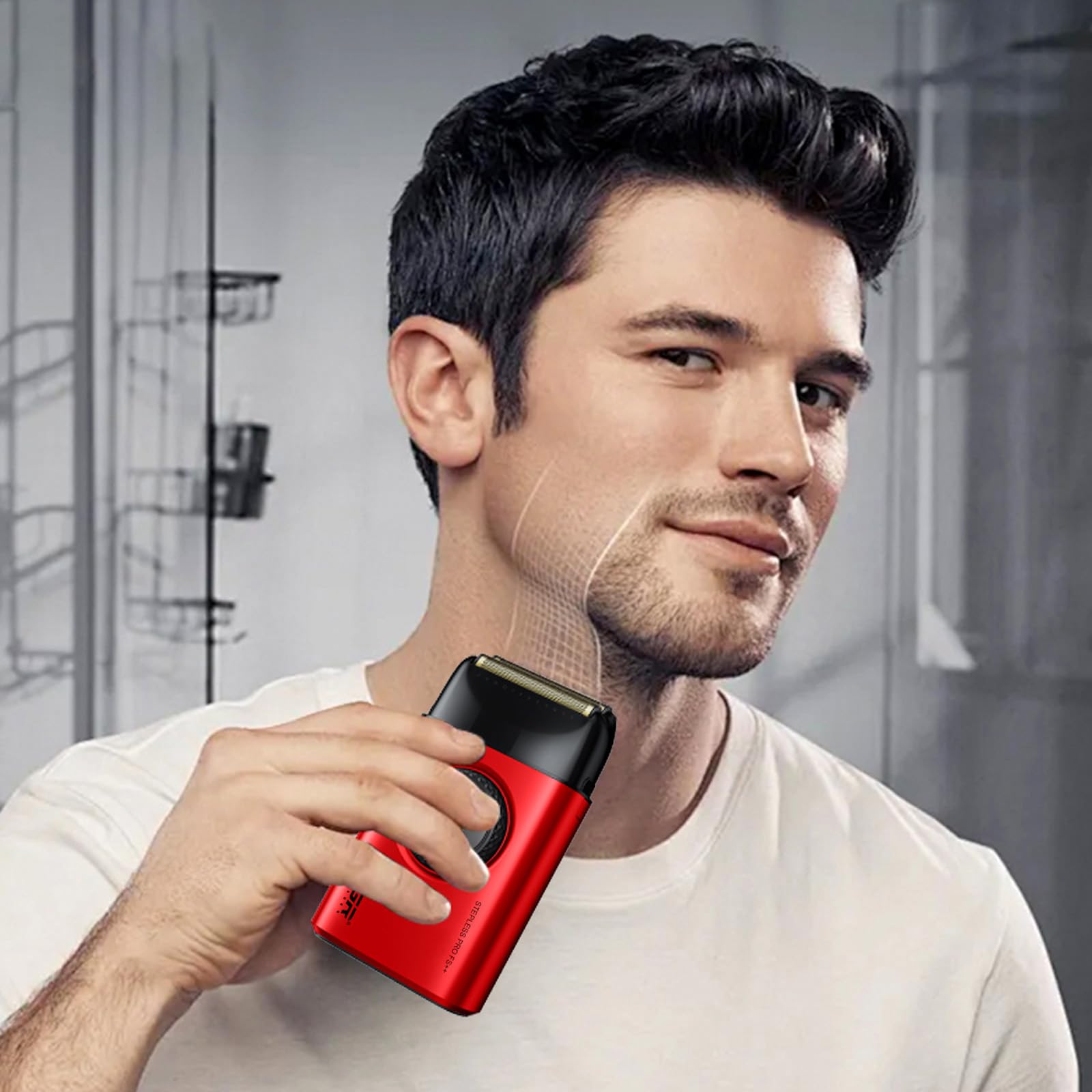 VGR 377 Afeitadora de Aluminio para Hombres, Maquinilla de Afeitar Eléctrica para Afeitarse la Cara con Doble Lámina, 21 Velocidades y 9000 RPM, con Motor de 21 Velocidades, Pantalla LED