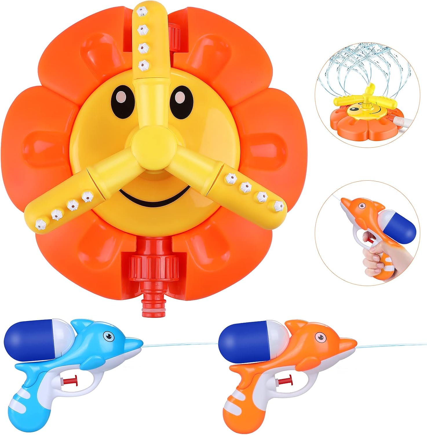 Gemeer Sprinkler Water Gun Toys for Kids Sunflower Rotating