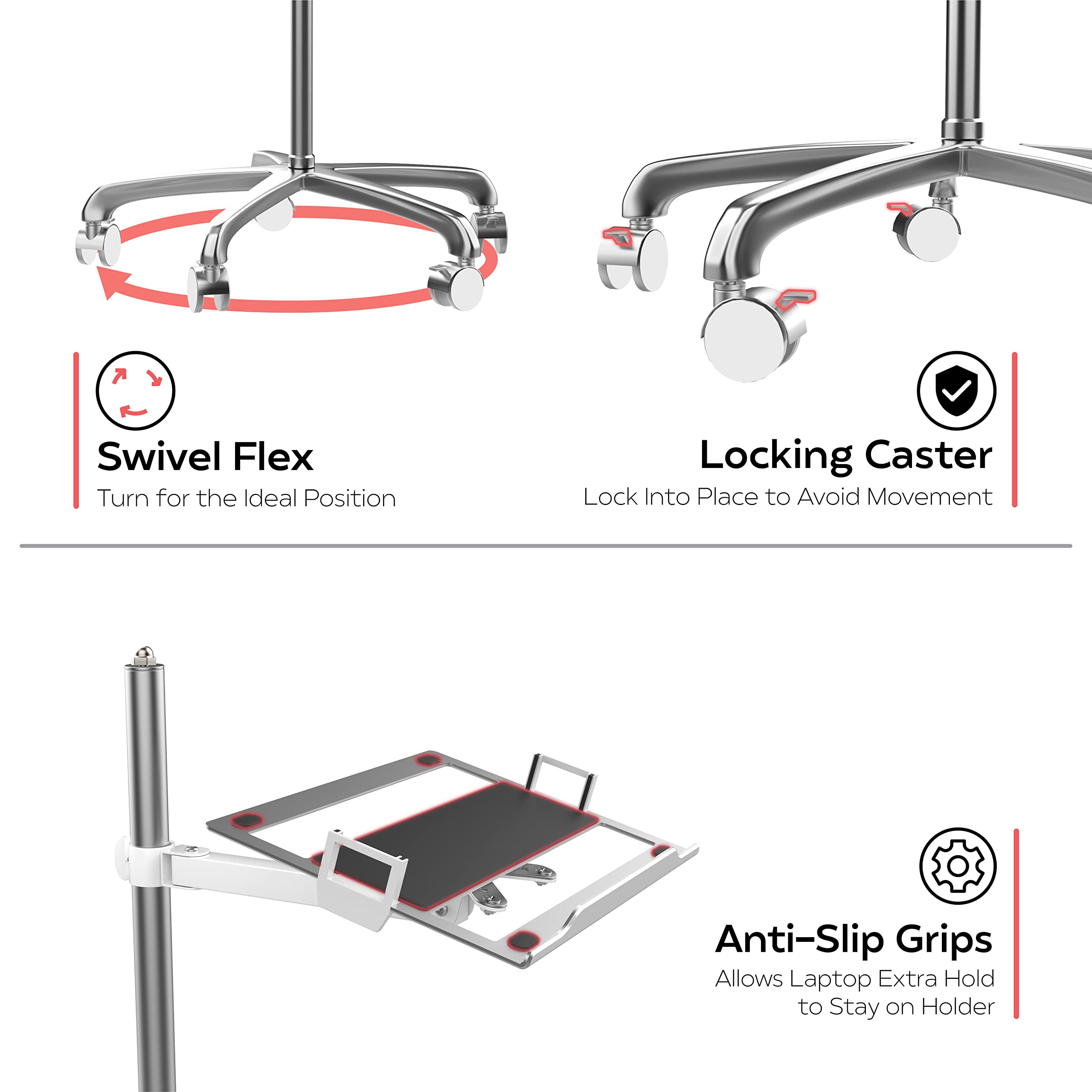 Support de Sol pour Ordinateur Portable CTA réglable en Hauteur avec support pour Ordinateur Portable de 11,3 à 17,6" (LT-HFS2)