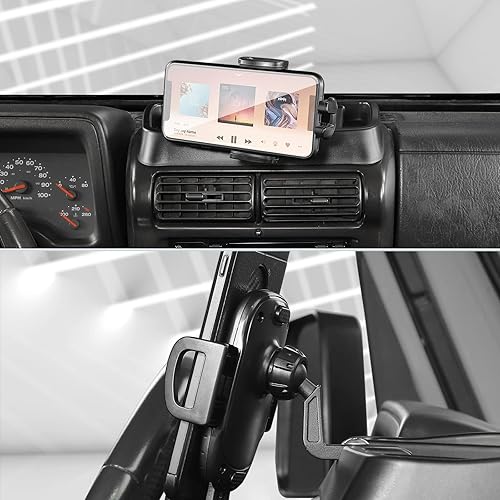 Miniatura 4 de JeCar TJ Soporte para teléfono móvil con bandeja de almacenamiento, accesorios interiores compatible con Jeep Wrangler TJ 1997-2006