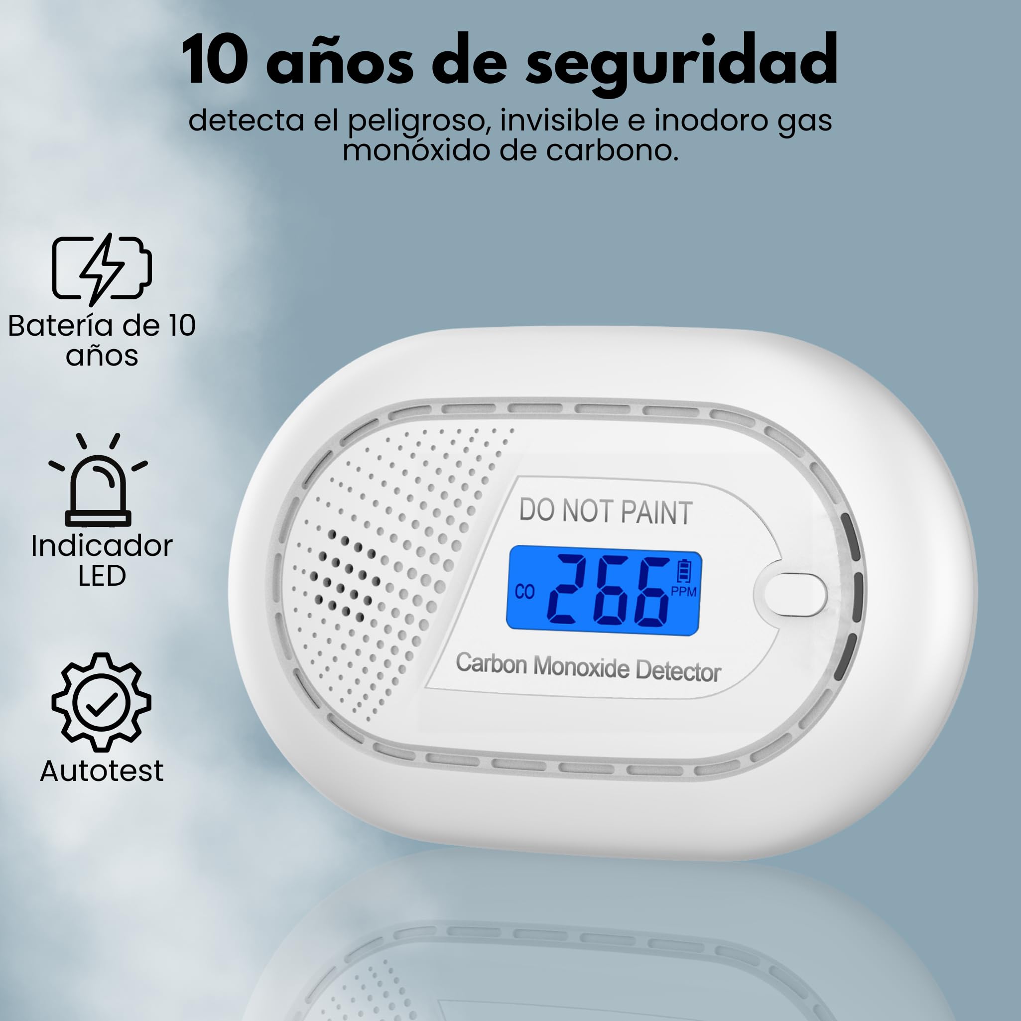 Aroha Safety Pro Detector de Monóxido de Carbono - Batería de 10 Años - Alarma CO - Portátil, Travel Carbon Monoxide Detector