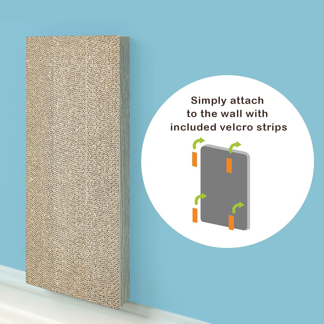 WAY BASICS Premium Cat Scratcher Wall Mounted Scratch Pad (Free Silvervine Organic Catnip)