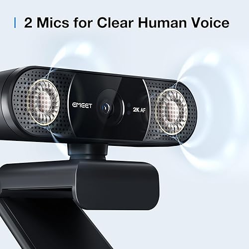 Miniatura 5 de EMEET C960 - Cámara web USB 2K QHD, 2 micrófonos con reducción de ruido y tapa de privacidad, enfoque automático TOF, plug and play,