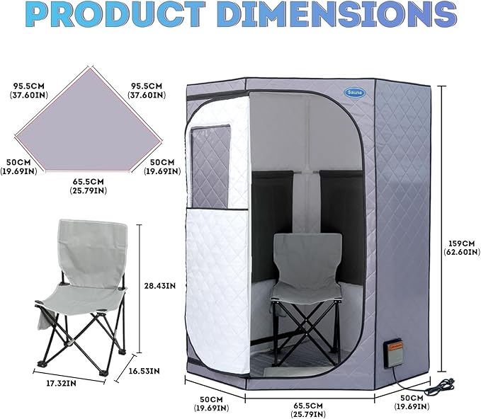 Sauna Infrarrojo Portátil para Una Persona, Pentagonal, Gris miniatura 2
