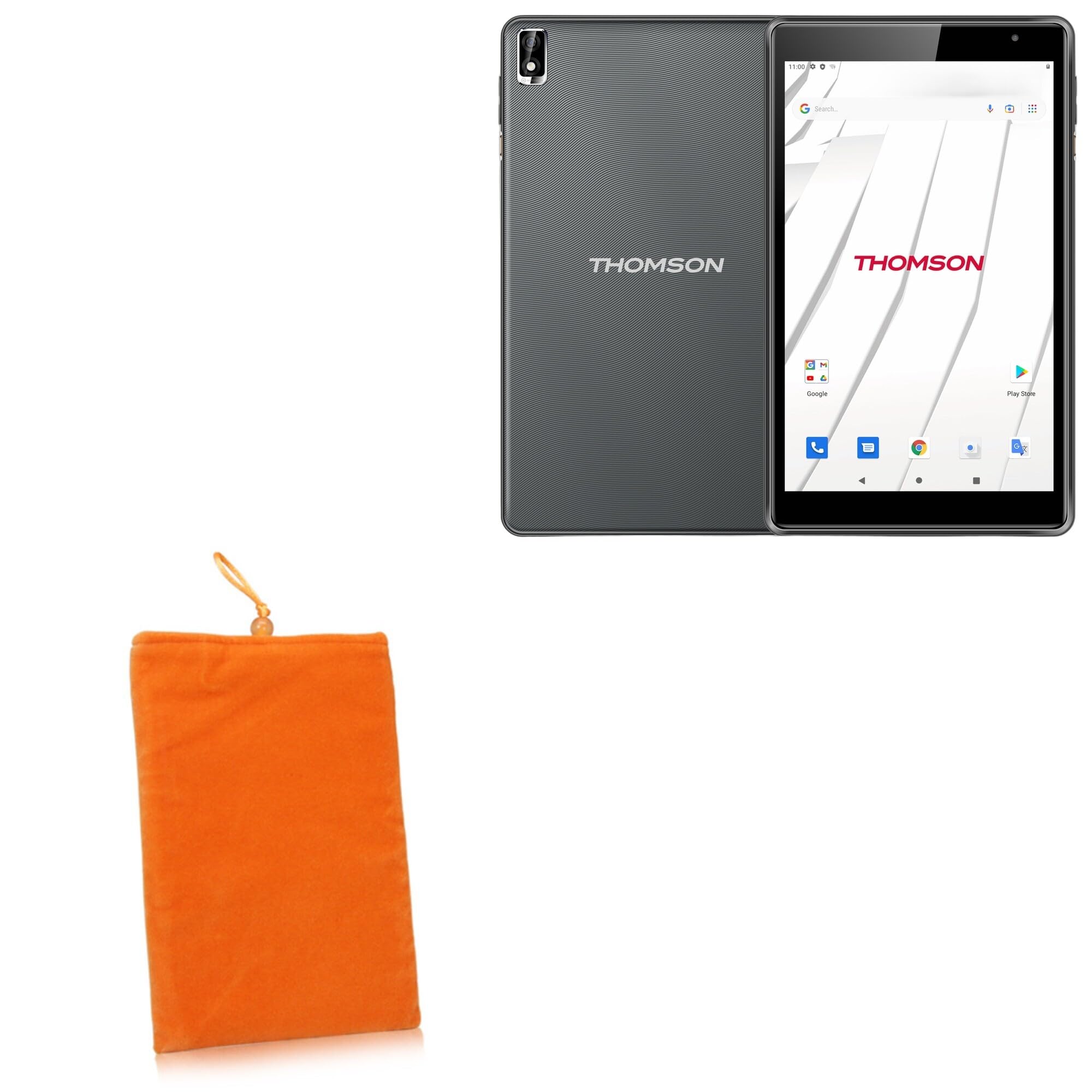 BoxWave Case Compatible with Thomson 4G Tablet (8 in) - Velvet Pouch, Soft Velour Fabric Bag Sleeve with Drawstring - Bold Orange