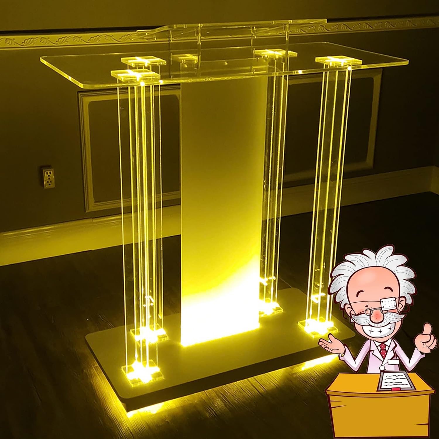 Podium Stand, LED Acrylic Podium, Portable Podium, Table Top Podium, Pulpit Podium Stand On